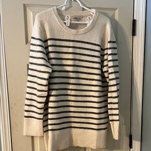 Cream and Gray Striped Sweater